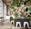Fototapeta z motywem roślin tropikalnych z kaktusami i orchideami 2,7 x 2,65 m