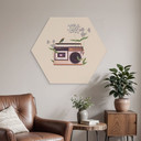 Hexagon-Wandbild Retro Radio floral - Frida Floral Studio - Alu-Dibond
