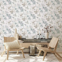 tapet, non-woven blomstertapet Flora hvid, grå