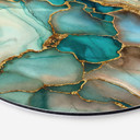 Wandbild Marmorierte Wellen in Türkis und Gold - Haase - Alu-Dibond Rund