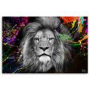 Tableau sur toile, animal lion coloré abstrait