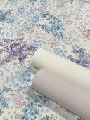 Papier peint à motifs, floral intissé Flora blanc, bleu