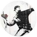 Papier peint photo Banksy - Le lanceur de fleurs - Rond