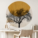 Sticker mural Kubistika - Matin d'hiver - Rond