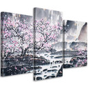 3 stykke lærredstryk, Japan Cherry Blossom Pink Nature