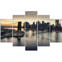 5 stykke lærredstryk, New York City Brooklyn Bridge