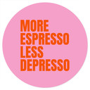 Naklejka na ścianę Więcej Espresso mniej Depresso - Fritsch - Okrągła