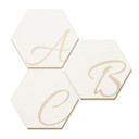 Hexagon bogstaver - Birketræ - Hvid