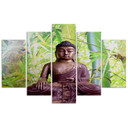 5 stykke lærredsprint, Buddha Meditation Green