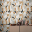 Tapet med geometrisk mønster i beige grå sort - moderne abstrakt Ikke-vævet tapet