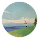 Tableau sur bois Prairie de montagne avec vue - Rivers - Rond