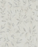 Non-woven tapet med bladmønster og metallic-effekt beige blomster 