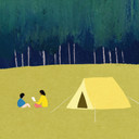 Fototapet Camping vid skogen - Rivers