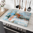 Herdabdeckplatte Abstraktes Farbspiel blau orange - Cheney