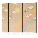 Paravent, Raumteiler freistehend, Trennwand - Holiday Sky - A Rainbow on a Sunny Day and Flying Bird