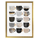 Plakat Fredriksson - Filiżanki do kawy: Pretty Black & Gold