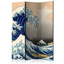 Paravent Séparation de pièce - La grande vague au large de Kanagawa, 3 pièces