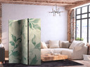 Paravent, Raumteiler freistehend, Trennwand - Watercolor Botanical Motif - Delicate Green and Beige 