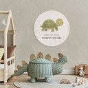 Rundes Alu-Dibond mit Schildkröte - Bestärkung für das Kinderzimmer 'Schritt für Schritt schaffe ich das'