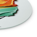 Glasbillede - Træ med orange og grøn 3D-krone - Mielu - Rund