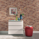 Anaglypta® Brick Abbey Road non-woven tapet i vintage tegelstenslook röd, beige