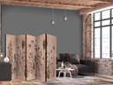 Paravent, Raumteiler freistehend, Trennwand - Plant Vintage in Lime Wash Technique
