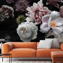 Floral Flowerbouquet tapet i sort og hvid - non-woven tapet Designwalls 2 - 2,55 x 3,5 m