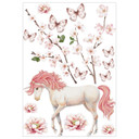 Wallsticker til børneværelset Enhjørning i lyserød blomst Kikki Belle - 15 stykker - 50x70 cm