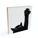 Tableau sur bois à poser - Montre-moi ta patte chat - Korenkova - 15x15 cm