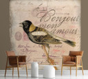 Fototapete, Shabby Chic Beige Hintergrund Vogel Tiere - Andrea Haase