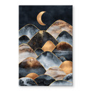 Tableau sur verre Fredriksson - Montagnes au clair de lune doré