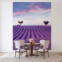Fotomural paisaje, campos naturaleza gráfica mate en morado para salón 2,70 x 2,12m