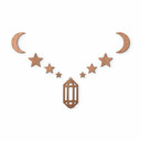 Décoration en bois placage acajou  -  Set pour Ramadan - Lune, étoiles et lanterne