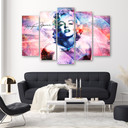 Lærredstryk 5 stykker, Marilyn Monroe farve