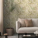 Ginkgo natur cremefarvet bladtapet - Ikke-vævet tapet med bløde grønne toner - moderne og elegant