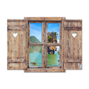 sticker mural 3D fenêtre en bois avec un cœur - Khao Ta Pu Island