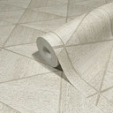 Non-woven tapet med geometrisk mønster, trekanter beige grafik