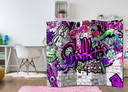 Paravent Séparation de pièce - Graffiti violet, 5 pièces - 225x172 cm