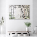 Canvasbillede, Malede grå træer skov