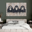Tableau Trois Singes Street Art Graffiti - Magnusson - Alu-Dibond