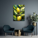 Canvasbillede, citroner akryl håndmalet