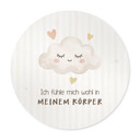 Rundes Affirmationsposter mit Wolke - 'Ich fühle mich wohl in meinem Körper' für das Kinderzimmer