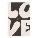 Obraz tkaniny z typografią - Love you Retro Letters