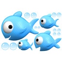 Wallsticker - Agullo - Blå Fisk