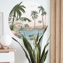 Sticker mural rond Kikki Belle - Oasis de flamants roses