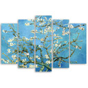 5 stykke lærredstryk, mandelblomst Vincent Van Gogh