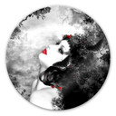 Tableau en verre - Papillons noirs - rond