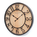 Horloge murale rustique en bois-métal avec chiffres vintage silencieux Ø50cm