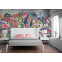non-woven tapet Graffiti fototapet Designwalls i farverige og grå farverige vægge 