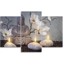 3 stykke lærredsprint, Buddha Orchid Flowers Nature